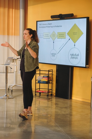 Frances giving a talk at Tsai CITY