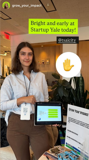 Nataliia postering at Startup Yale