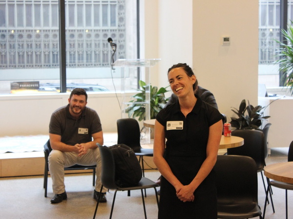 Mandlebaum speaks with Yale alumni in New York.