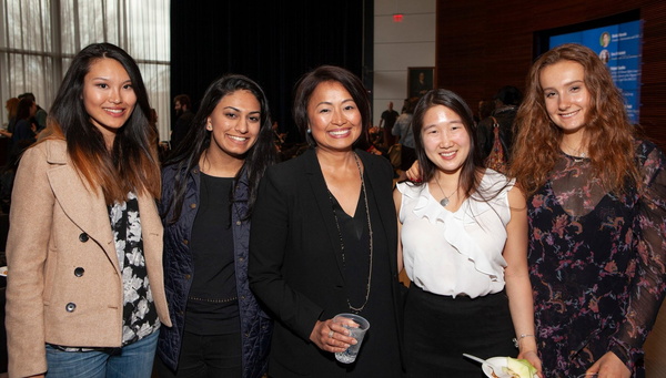 Sheila Marcelo and students at the 2018 WE@Yale Summit.