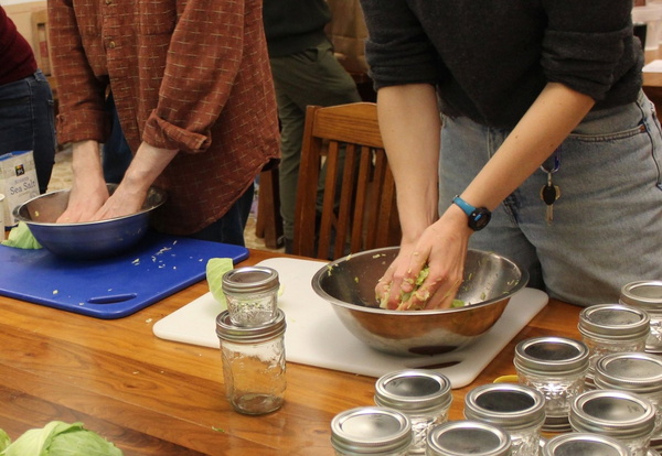 Students create sauerkraut ferments 