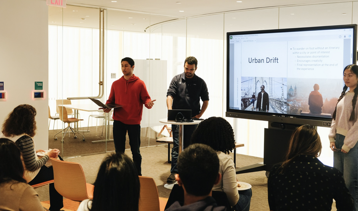 students pitching an idea
