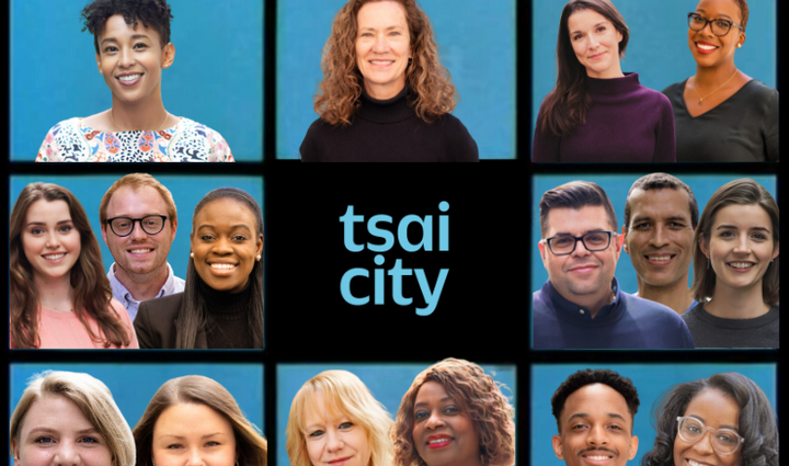 The Tsai City logo is featured with a lively group of individuals, representing togetherness and shared purpose.