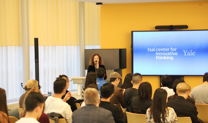 clare speaking at demo day
