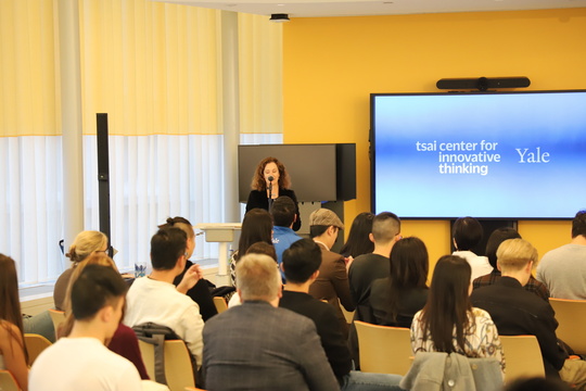 clare speaking at demo day